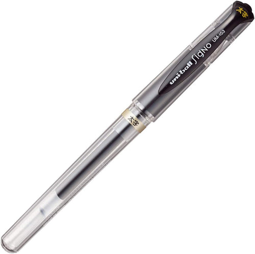 Uni Ball Signo - Penna a sfera con inchiostro gel metallizzato, punta da 1 mm larghezza tratto 0,65 mm, con impugnatura in gomma, colore argento, UM-153 (confezione da 6