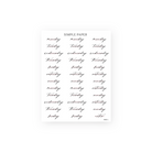 Minimalist days-of-the-week planner stickers in script – Simple Paper Tulip Memoirs Sheet C