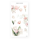 Sticker sheet featuring ivory tulips, lilies of the valley, and soft botanical sketches – Tulip Memoirs Sheet N by Simple Paper.
