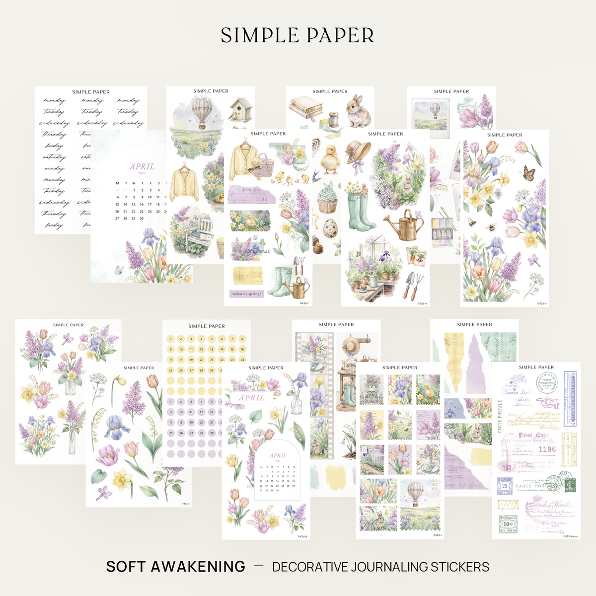 Soft Awakening Full Kit | Spring Journaling Stickers – Simple Paper