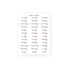 Handwritten weekday stickers with soft underlines, ideal for planner headers or clean weekly layouts.