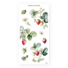 Ripe strawberry sprigs, soft green leaves, delicate white blossoms—perfect for layering in journaling spreads.