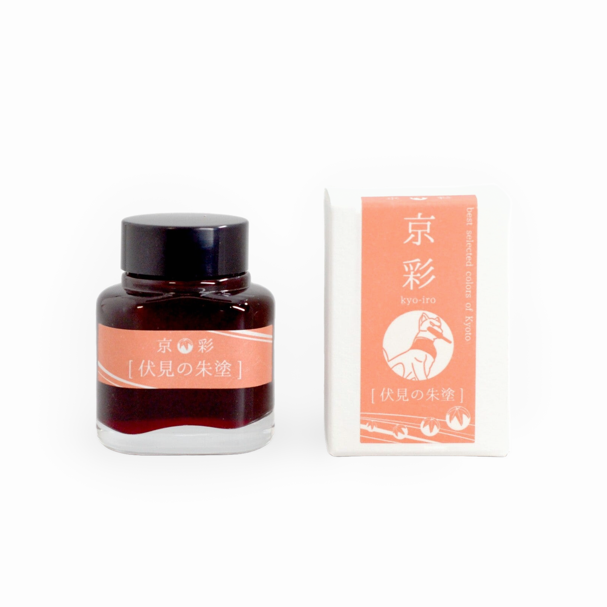 Tag Stationery Kyo-iro Ink Fushimi Inari, bottle with its box on a white background
