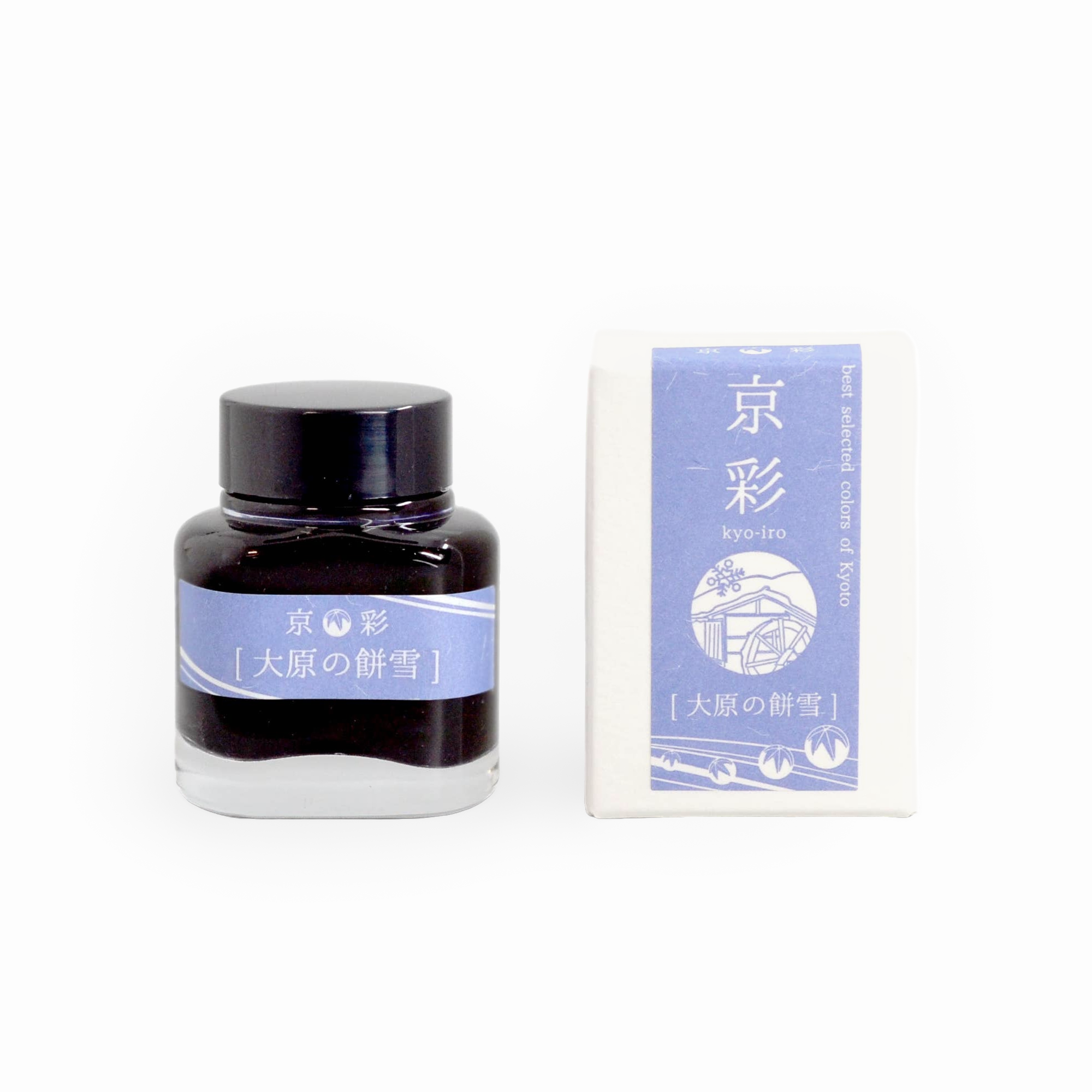 Tag Stationery Kyo-iro Ink Ohara's Mochiyuki, bottle with its box on a white background
