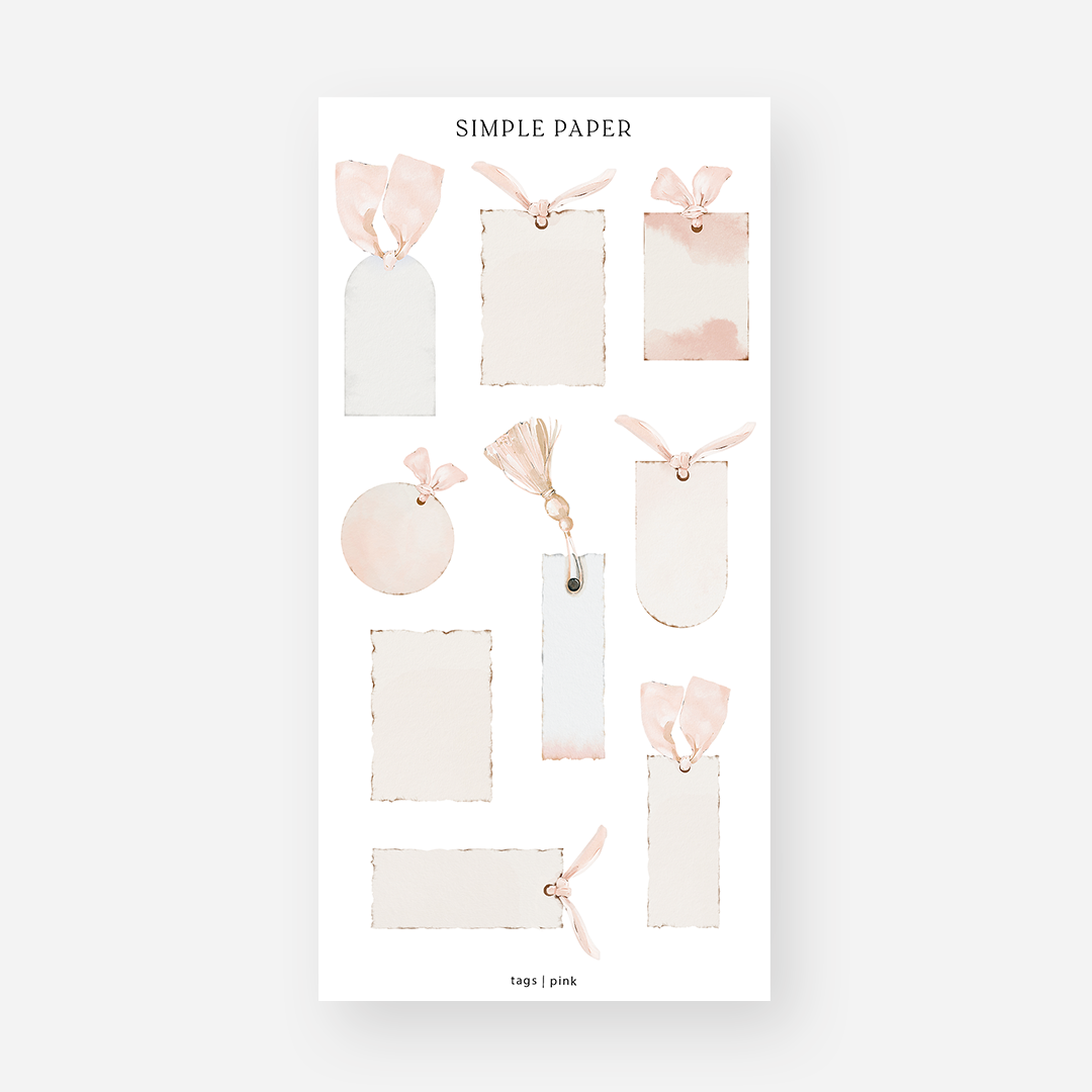 Tag Stickers | Pink | Petite - Simple Paper 