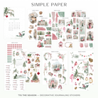 ’Tis The Season – full decorative journaling sticker kit with winter village scenes, botanicals, ornaments, café illustrations, torn paper textures, calendars, and holiday ephemera