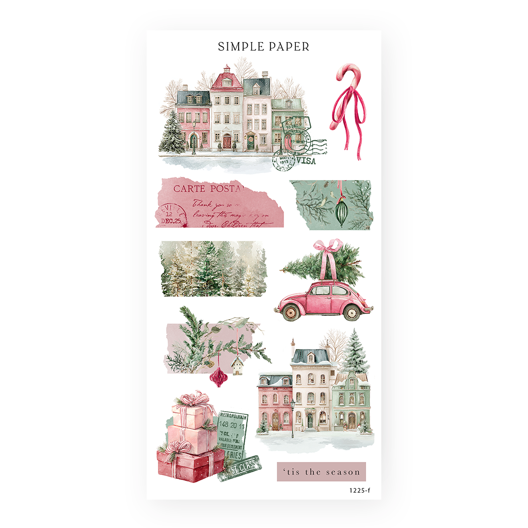 ’Tis The Season – winter town illustrations, postcards, gifts, and festive accents for journaling