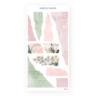 Tulip Memoirs Sheet G – torn paper collage stickers in blush, green, and floral illustrations