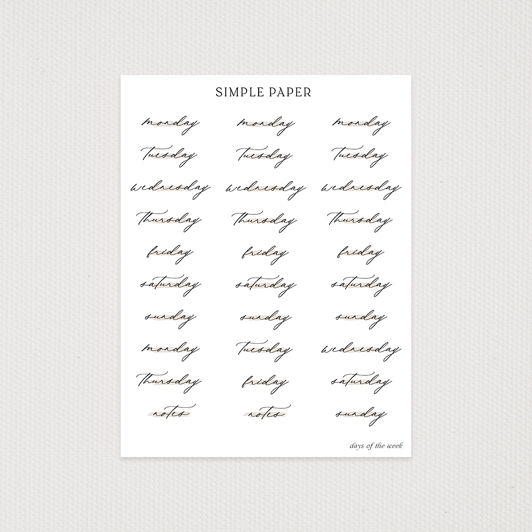 January - Sheet M - Simple Paper 